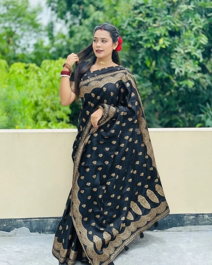 Obsidian Scalloped Banarasi Saree