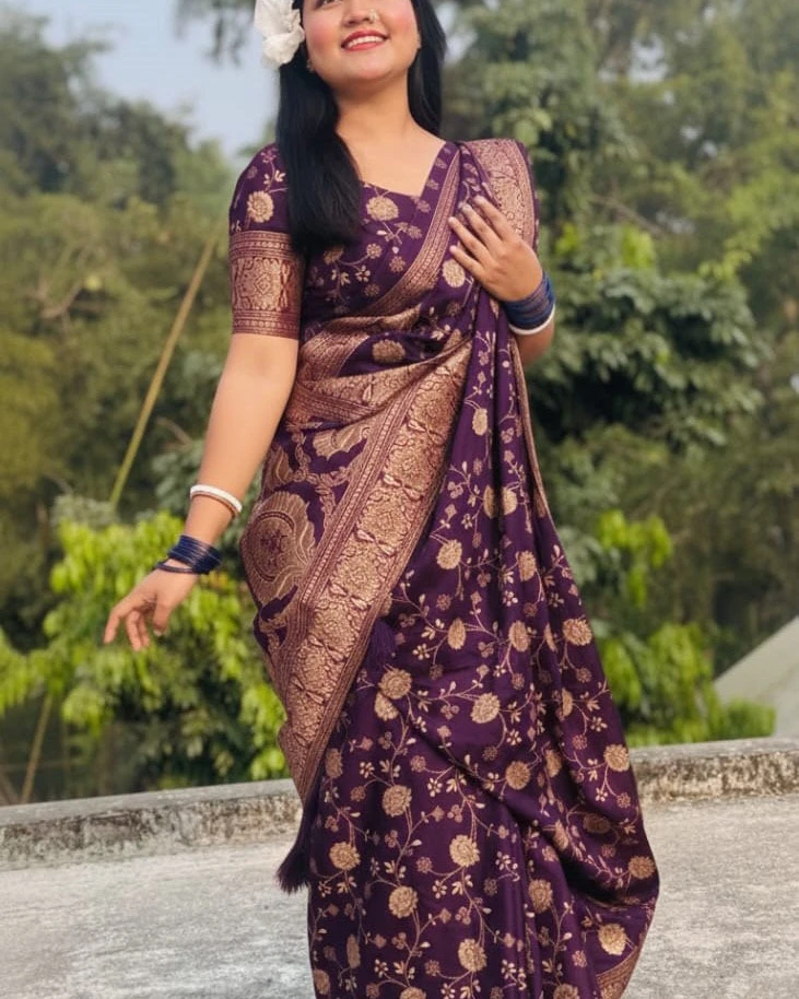 Plum Heritage Silk Saree