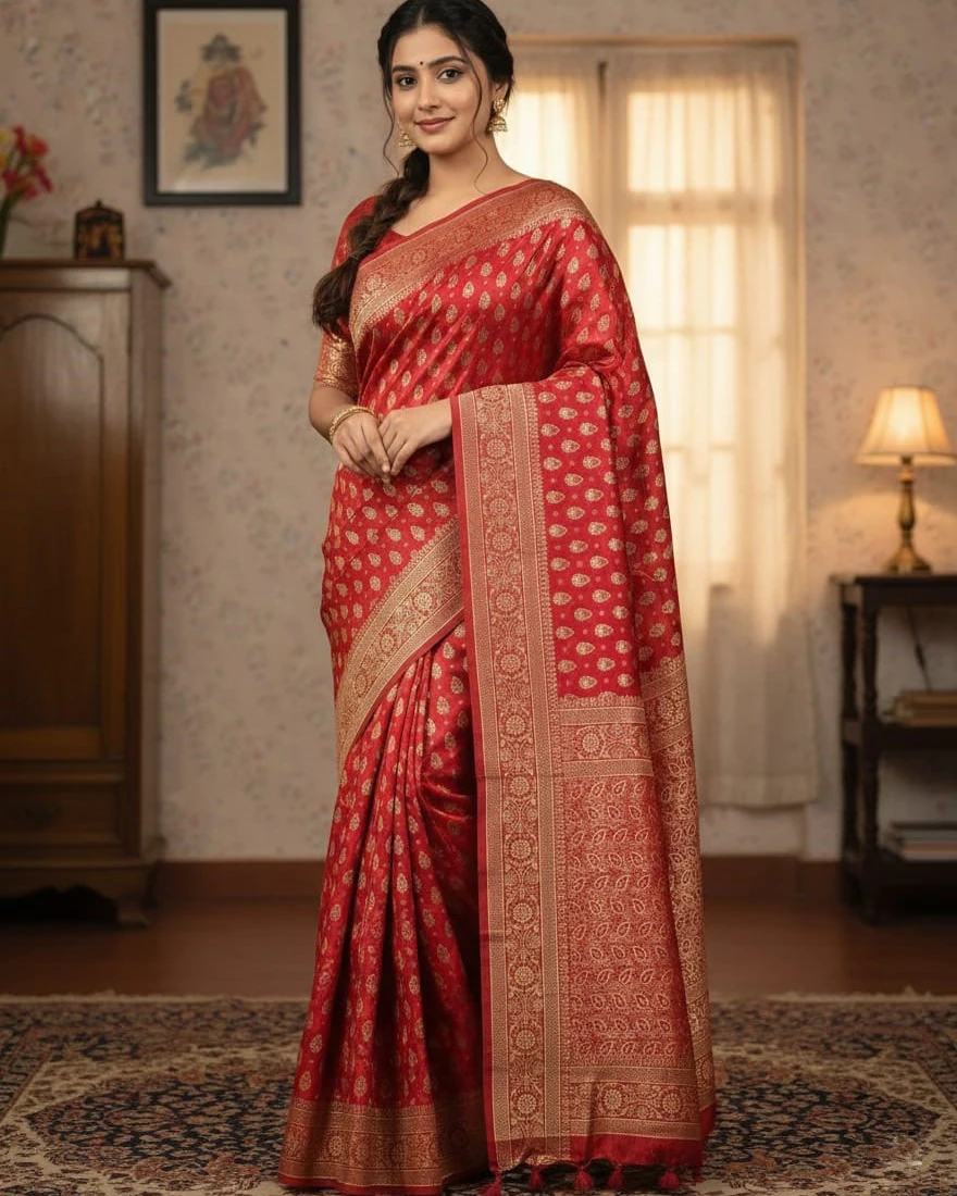 Scarlet Gold Heritage Saree