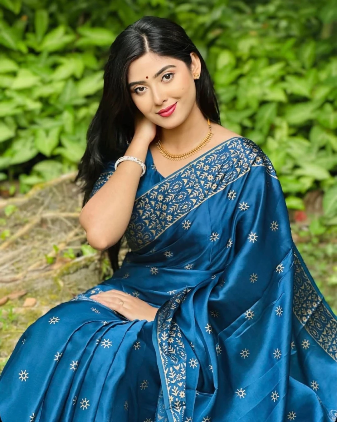 Teal Celestial Silk Saree
