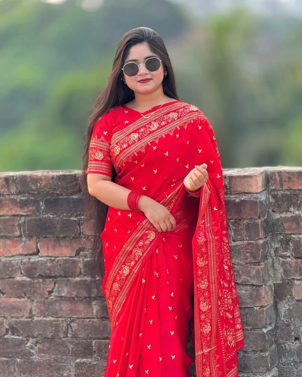 Crimson Starlet Heritage Saree