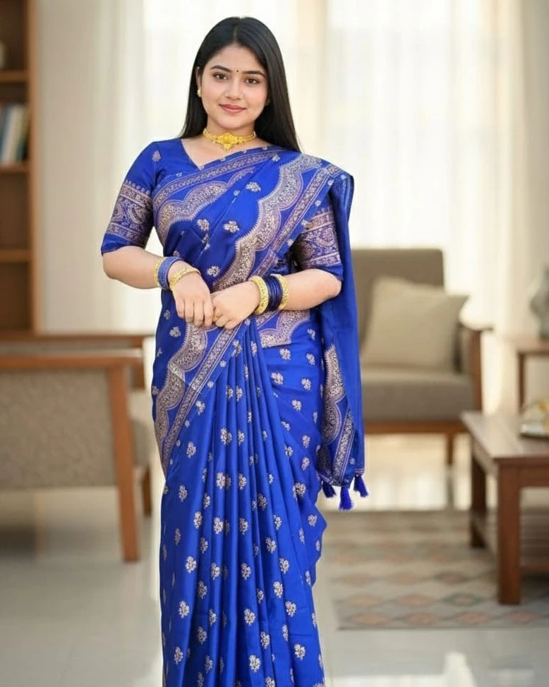 Electric Blue Scallop Saree