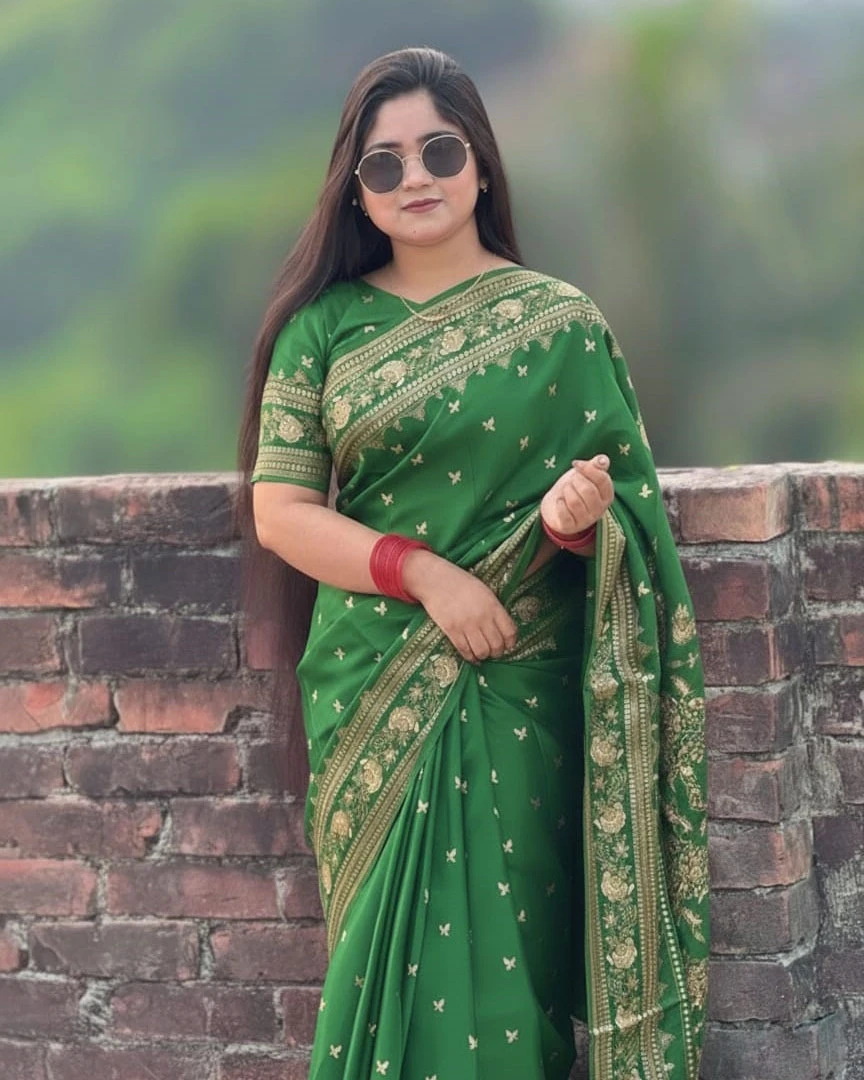 Forest Green Heritage Saree