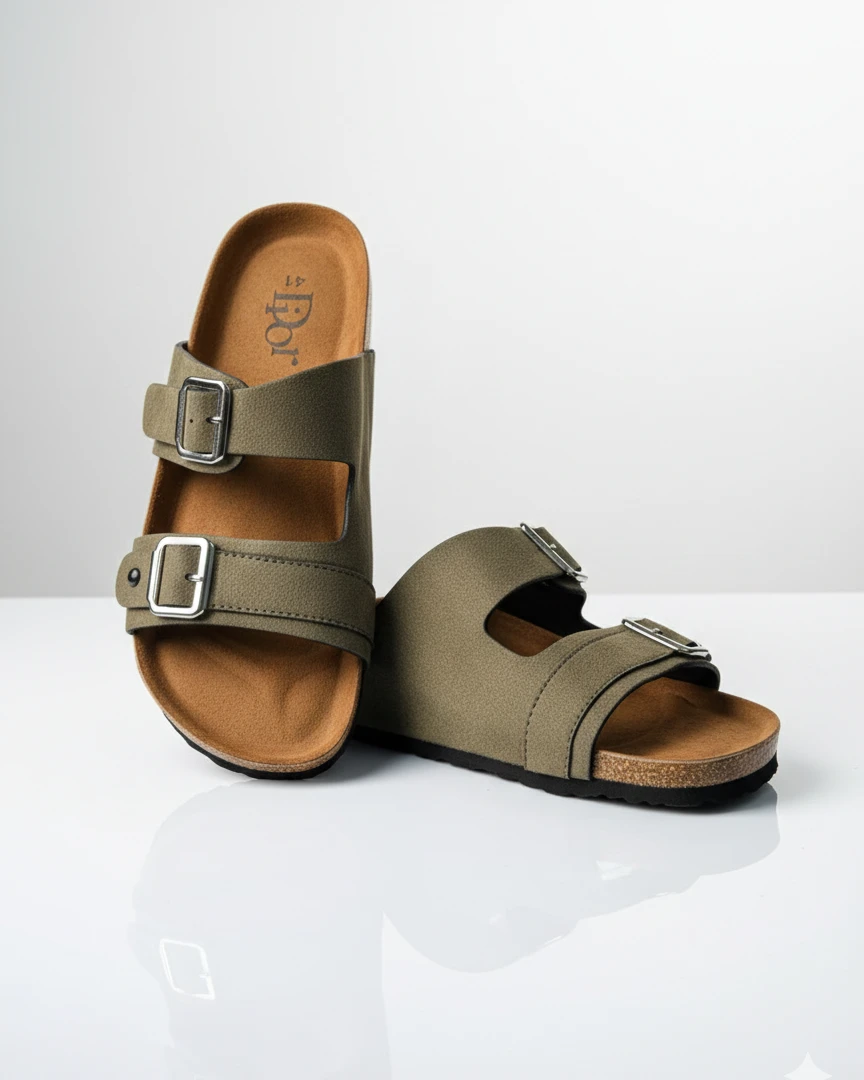 Two-Strap Olive "Arizonaa" Style Sandals