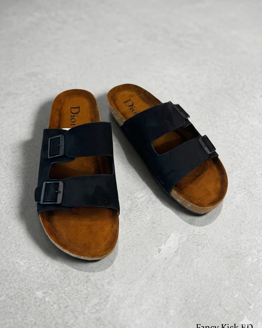 Two-Strap Black "Arizonaa" Style Sandals