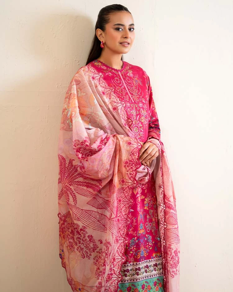 Pakistani Hania by Binaas Unstitched – Magenta Rose Radiance