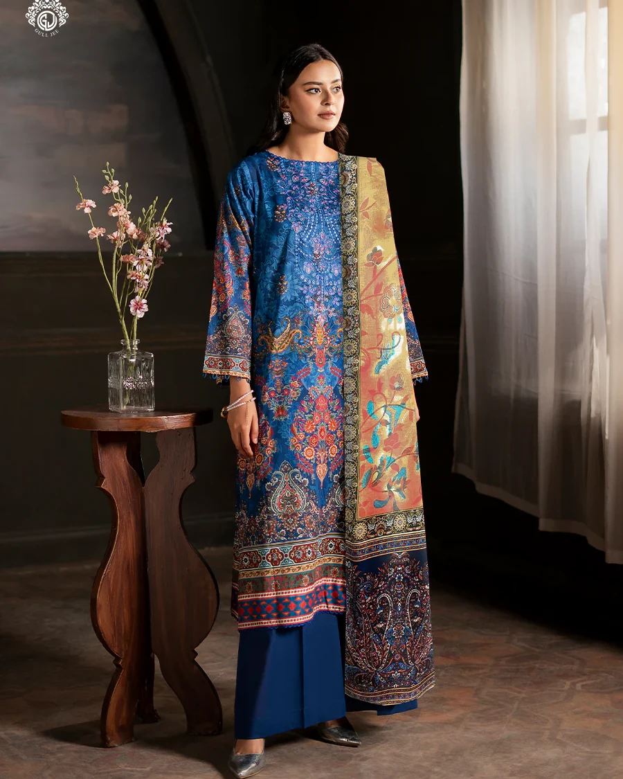 Pakistani Sorrel by Gull Jee Unstitched – Cobalt Heritage Bloom