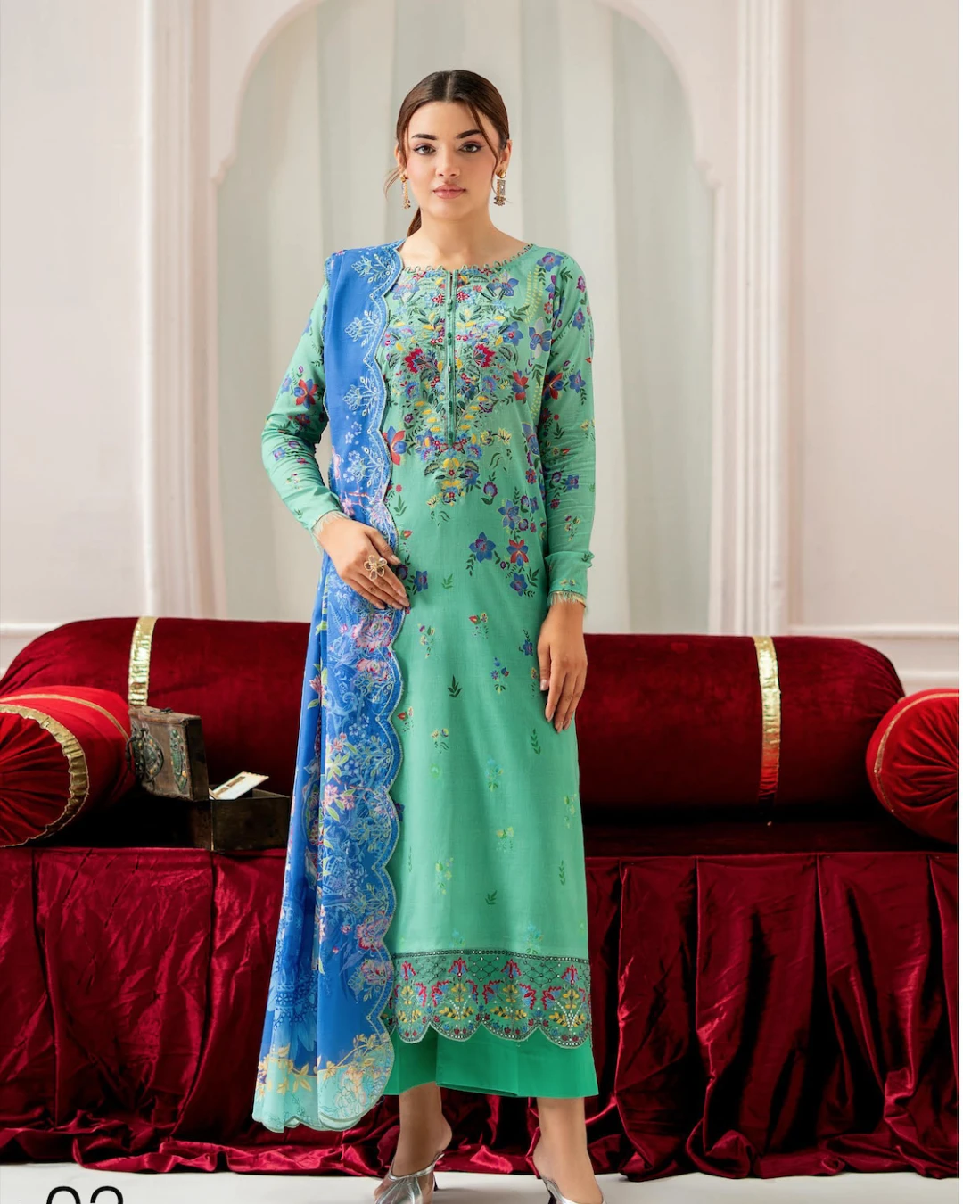 Pakistani Mahajal Vol. 16 by Gull Jee Unstitched – Turquoise Bloom Ring Edition