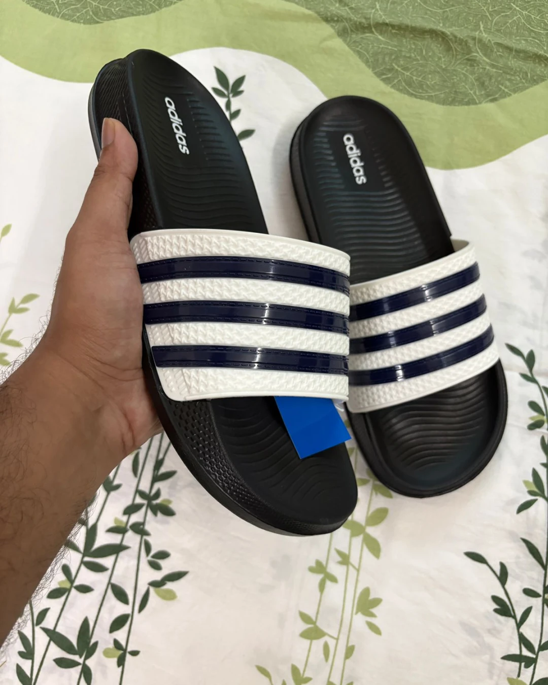 Adidaas Navy Blue Strips Premium Slides- Imported From China