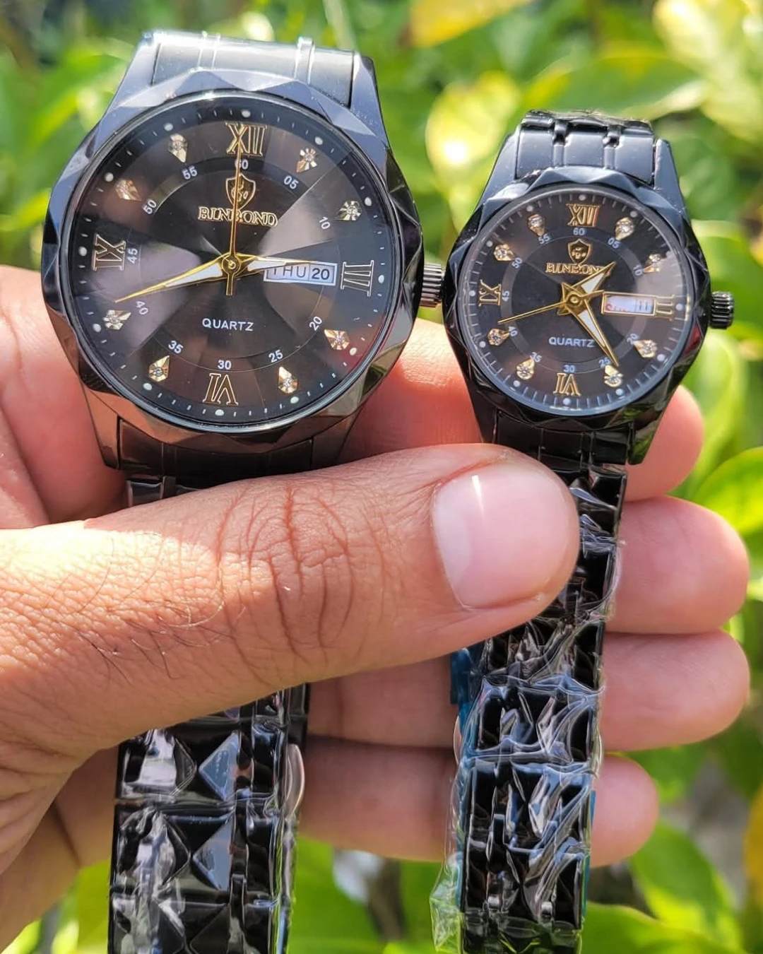 Binbond Midnight Onyx Diamond-Cut Luxury Couple Set