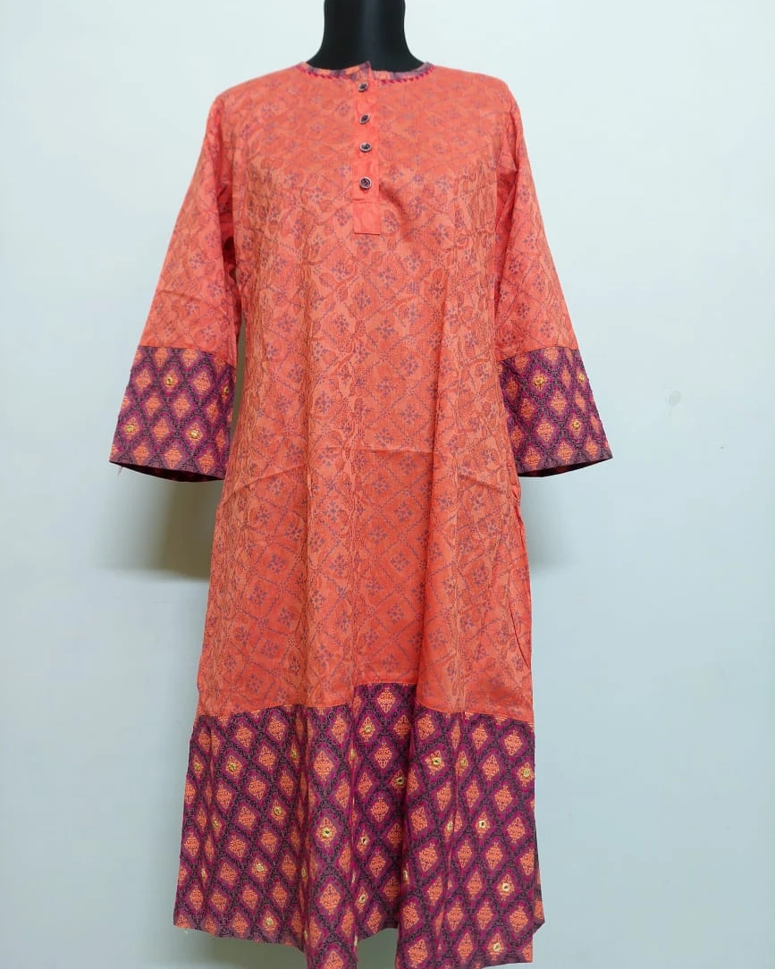 Sunset Geometric Printed Cotton Kurti