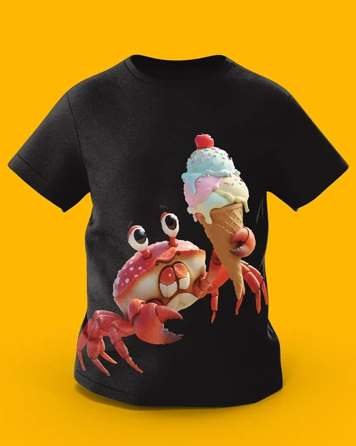 GoofyGiraffe “Scoopy Crab” Ice Cream Summer Kids TEE
