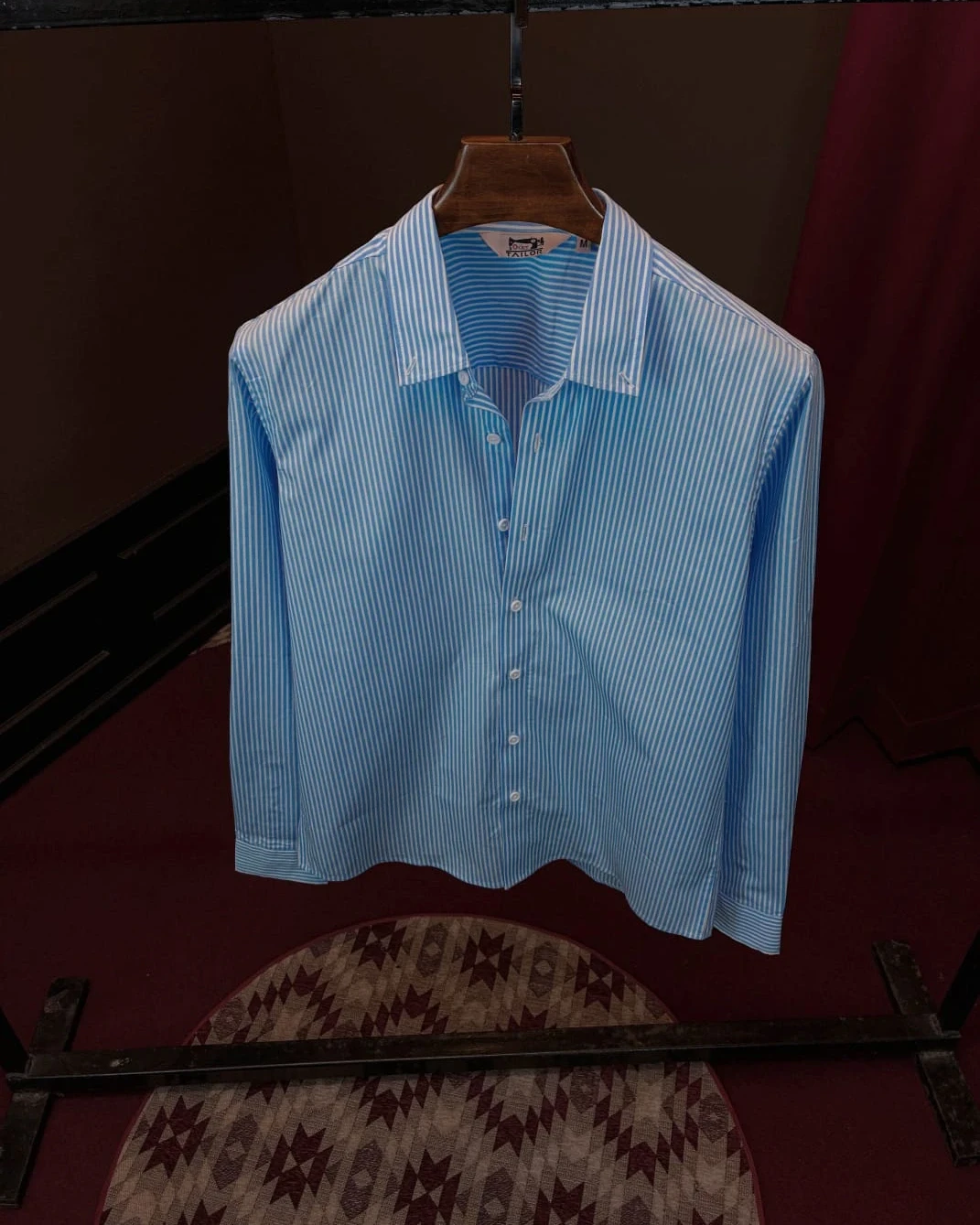 Light Sky Blue with White Vertical Stripes