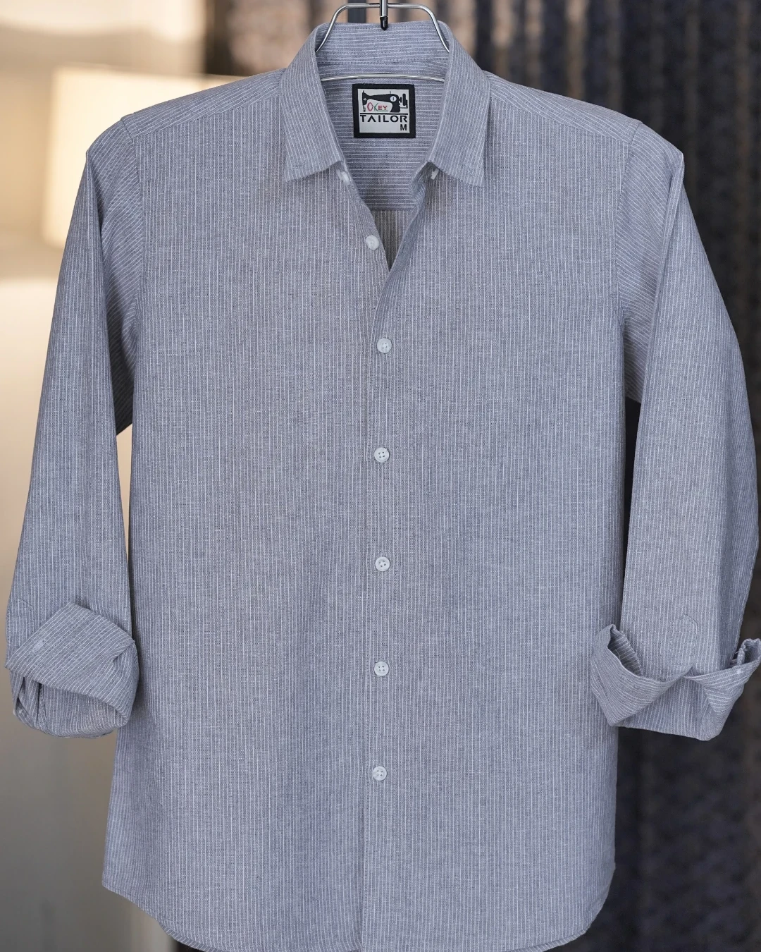 Light Grey with White Vertical Stripes