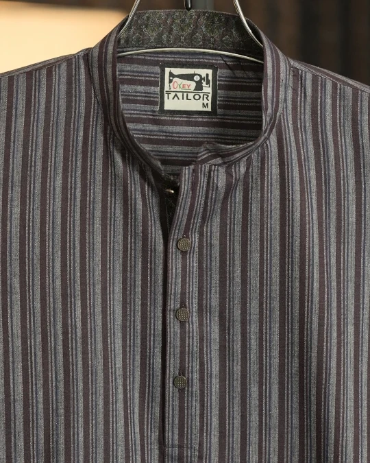 Charcoal Stripe Panjabi