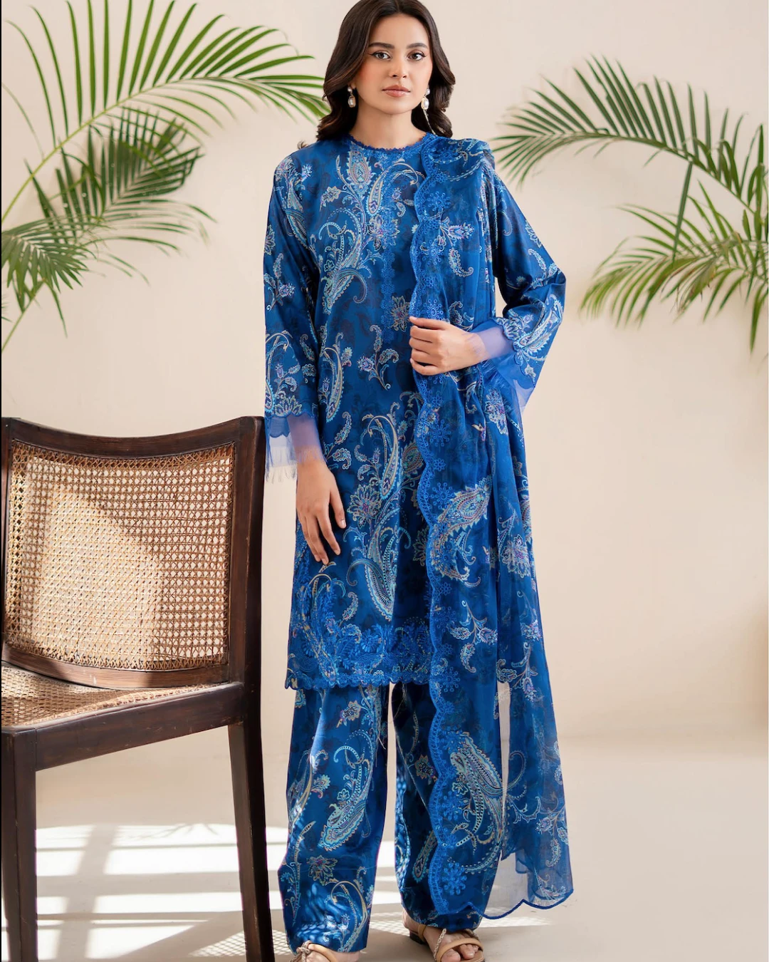 Pakistani Ziva Gull Jee Embroidered Unstitched 3 piece Lawn– Blue