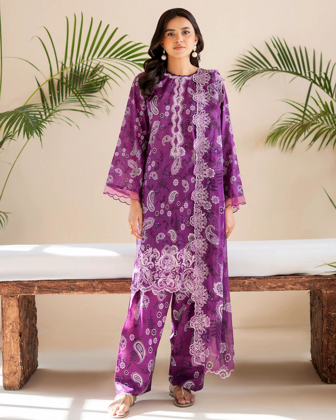 Pakistani Ziva by Gull Jee Embroidered Unstitched  3 piece Lawn– Violet