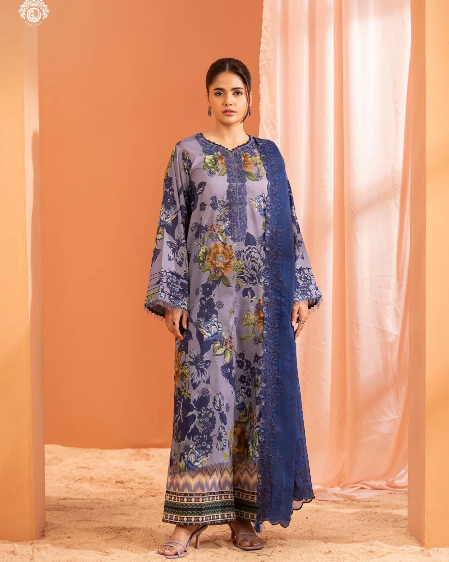 Pakistani Mishaal V3 Unstitched Three Piece Lawn -Lilac