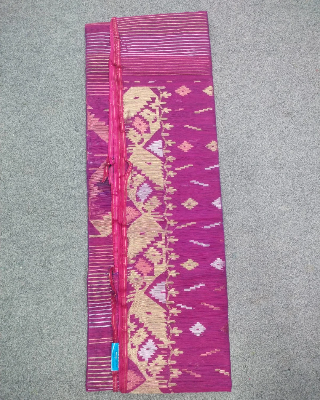Royal Magenta Handloom Ransom Silk Jamdani Saree