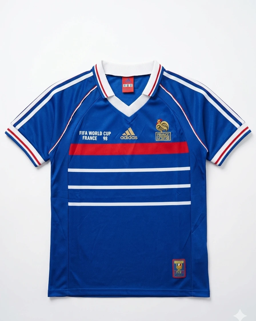 France Home 1998 World Cup Retro Player Edition Football Jersey