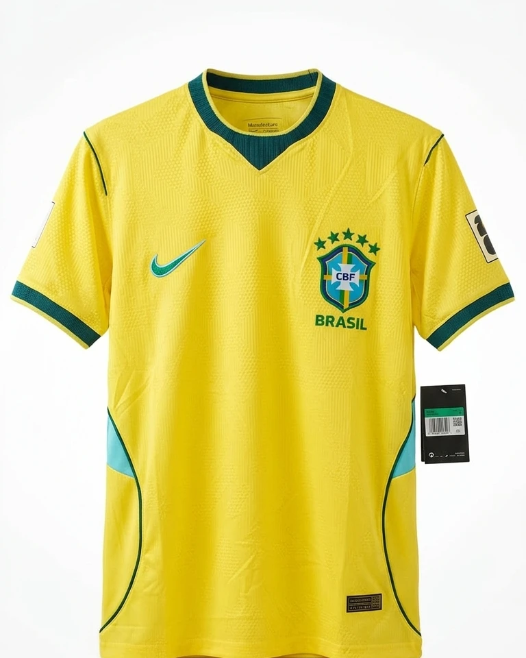 Brazil Home Fan Edition Embossed Football Jersey