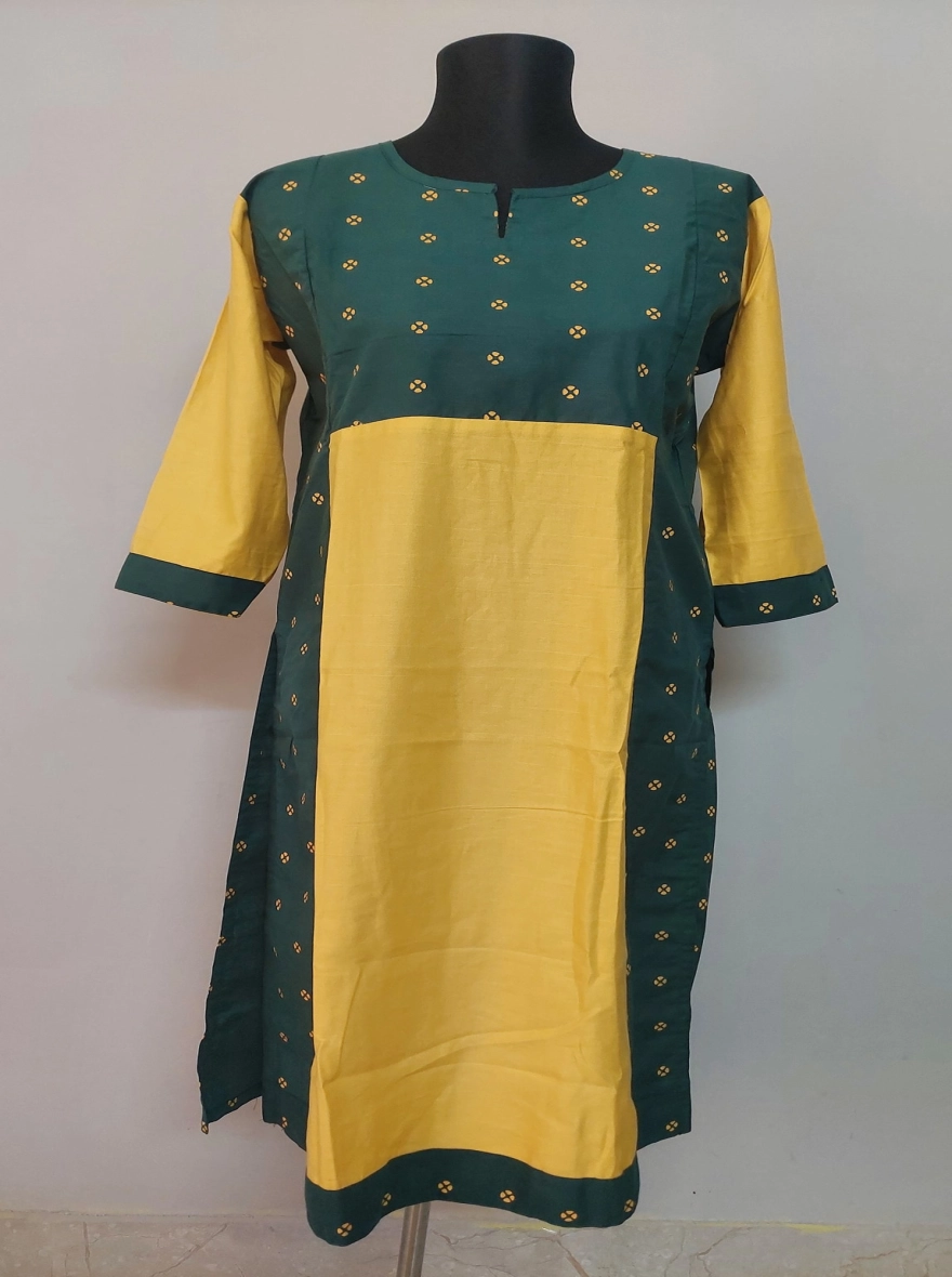 Emerald & Saffron Color-Block Tunic