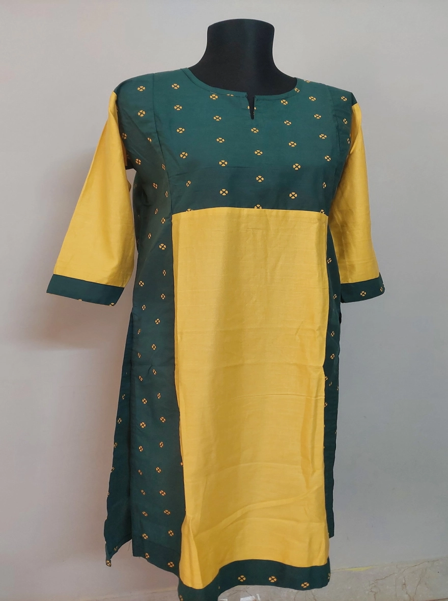 Emerald & Saffron Color-Block Tunic