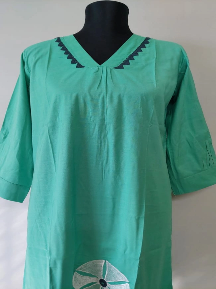 Sea Green Blossom Kurti - Single Piece