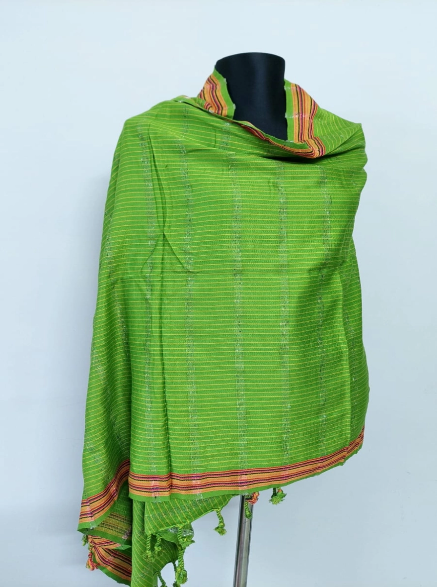 Zesty Lime Woven Striped Shawl