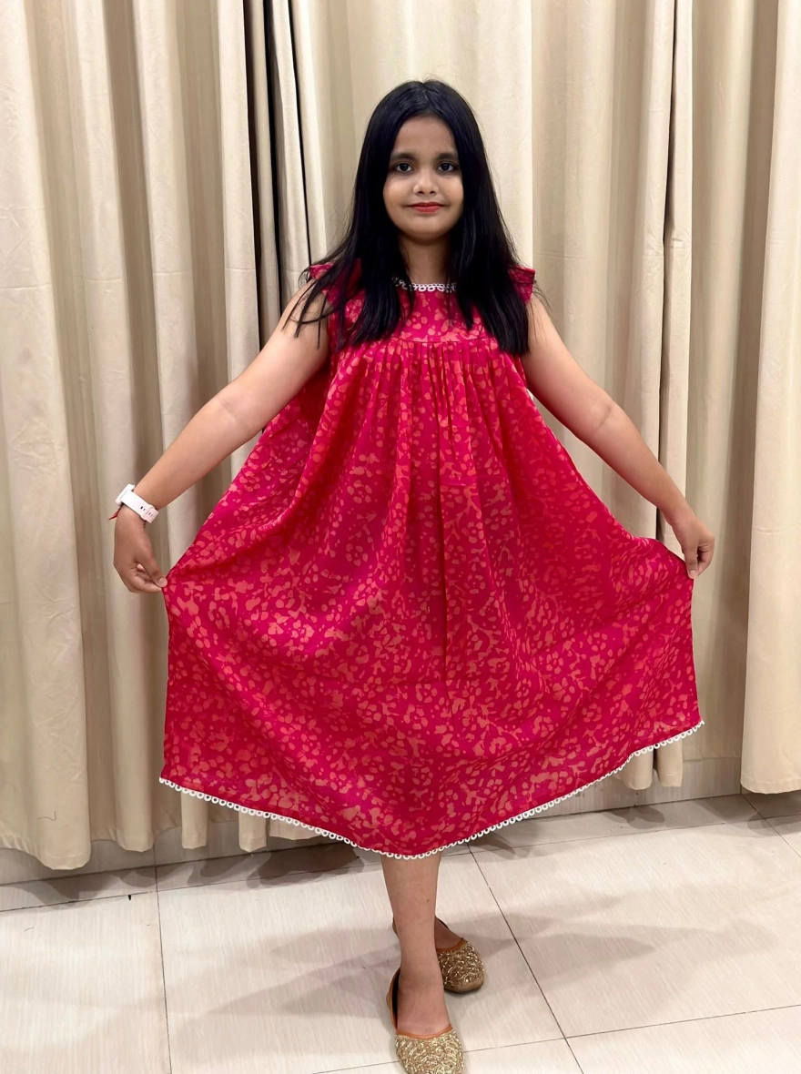 Multi-Color Tie-Dye Sleeveless Kids' Frock