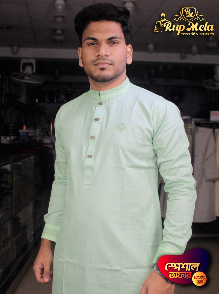 Cuf Haned Plane Cotton Panjabi