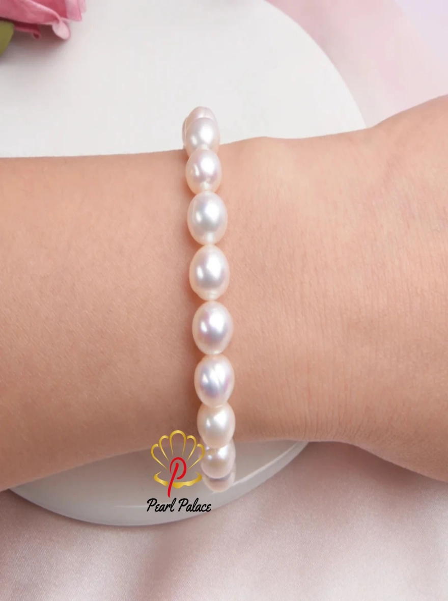 Genuine Natural Freshwater Pearl Bracelets Bangles for Women with Classic Fashion White Pearl Jewelry