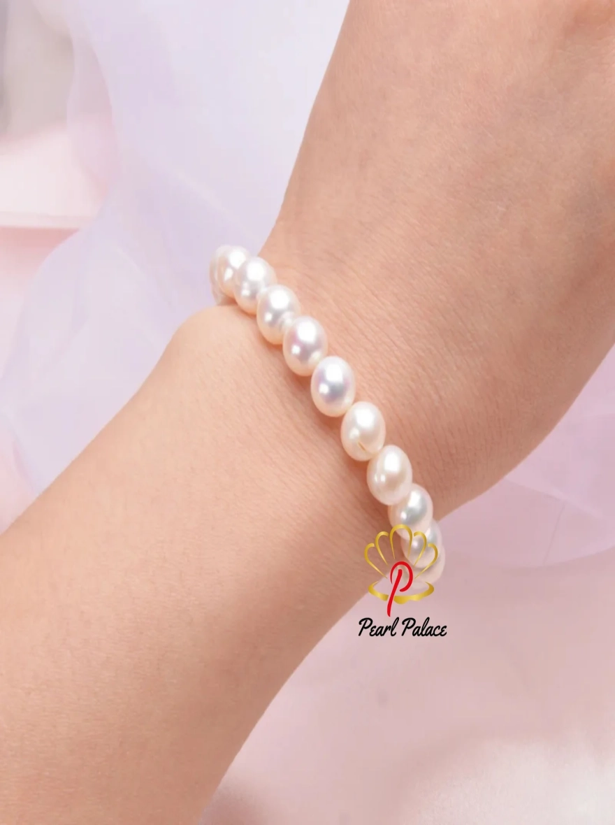 Genuine Natural Freshwater Pearl Bracelets Bangles for Women with Classic Fashion White Pearl Jewelry