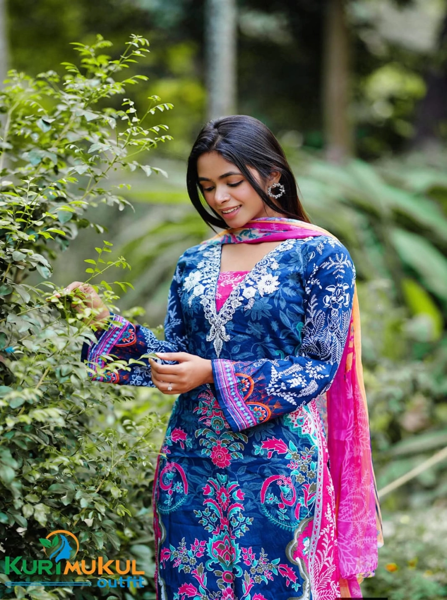 Indian Premium Cotton Embroidered 3-Piece Salwar Kameez Set