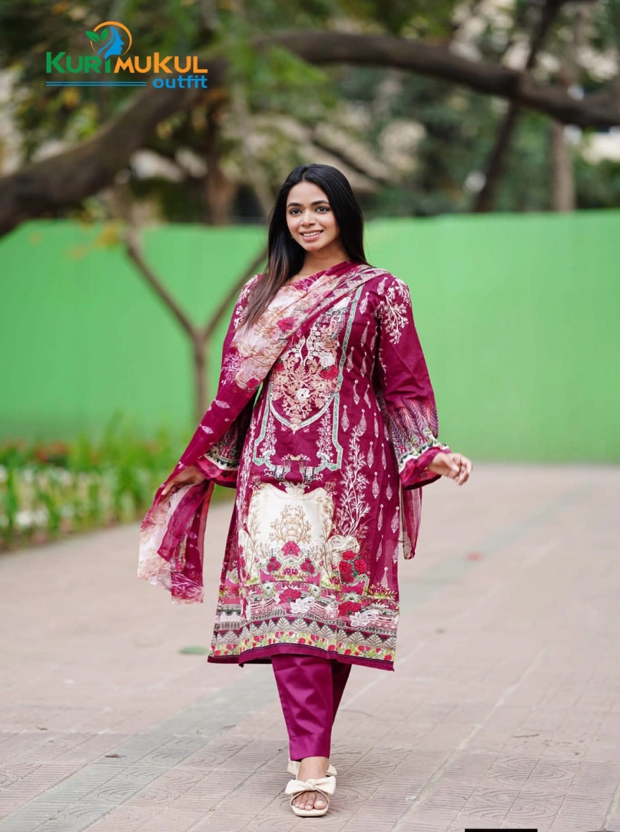 Indian Premium Embroidered Cotton 3-Piece Collection