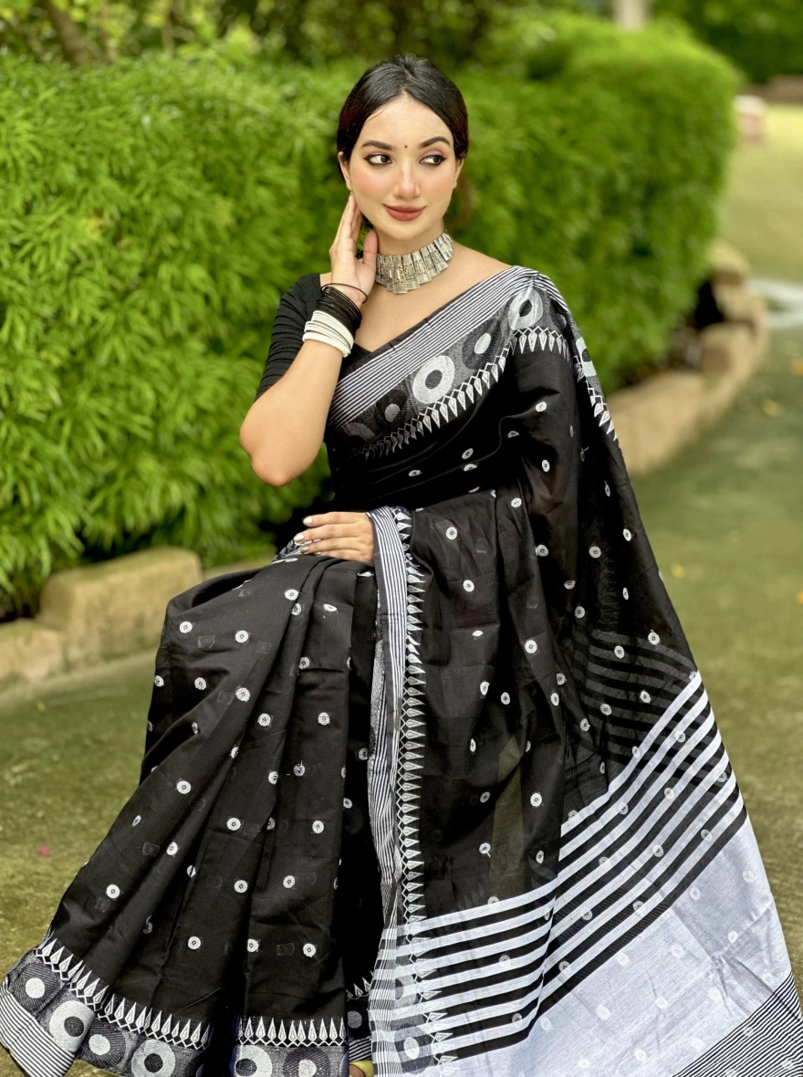 Premium Dhupian Silk Sharee – Ball Print Edition