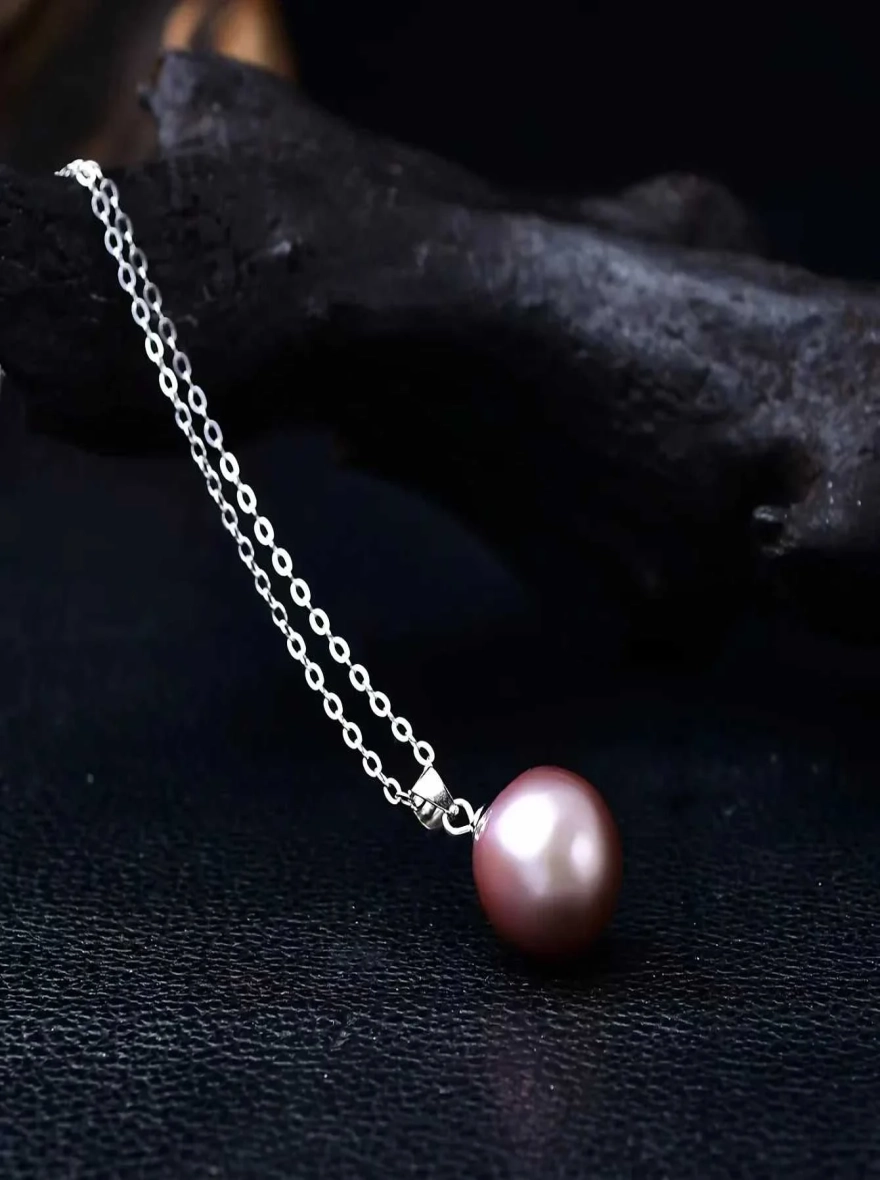 10-11mm Round Freshwater Edison Pearls Pendant Necklaces S925 Sterling Silver Chain Necklaces