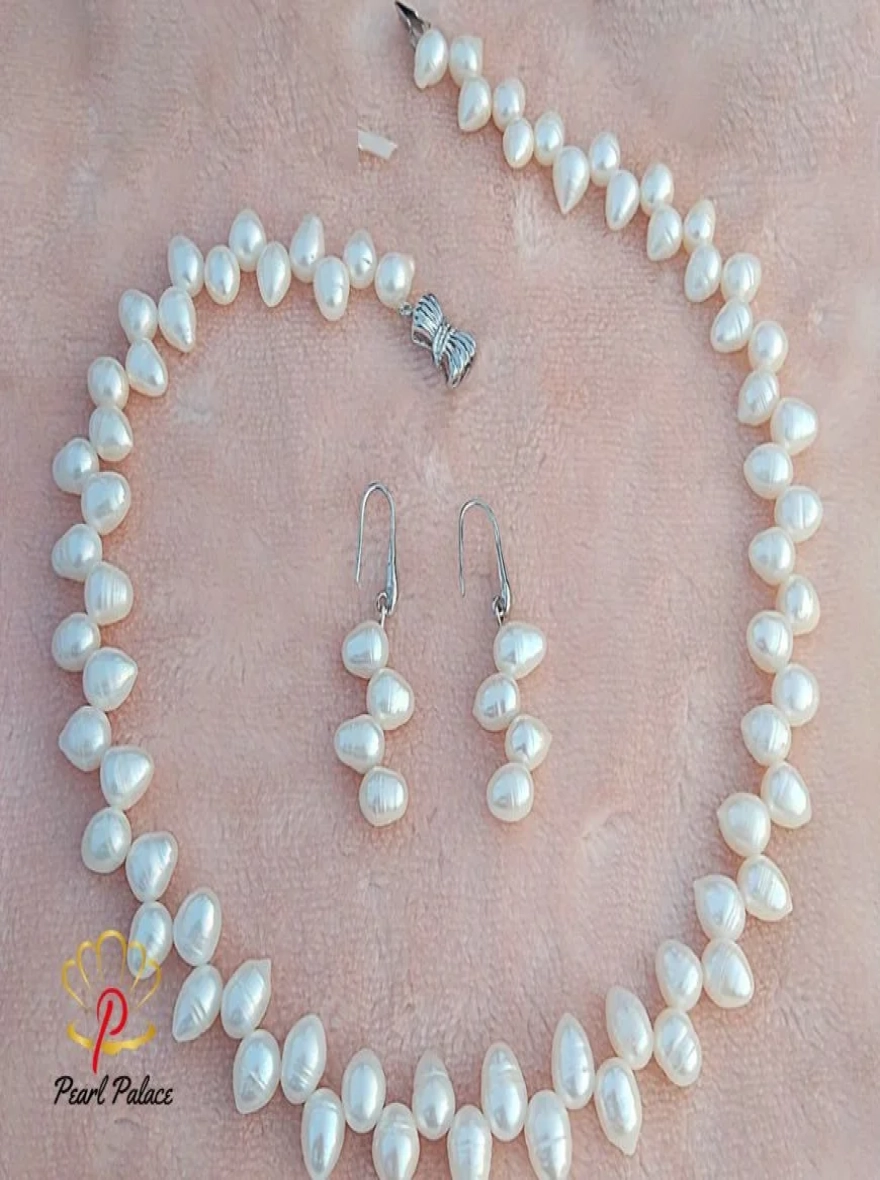 Unique Petal-Shaped Freshwater Pearl Necklace Set.