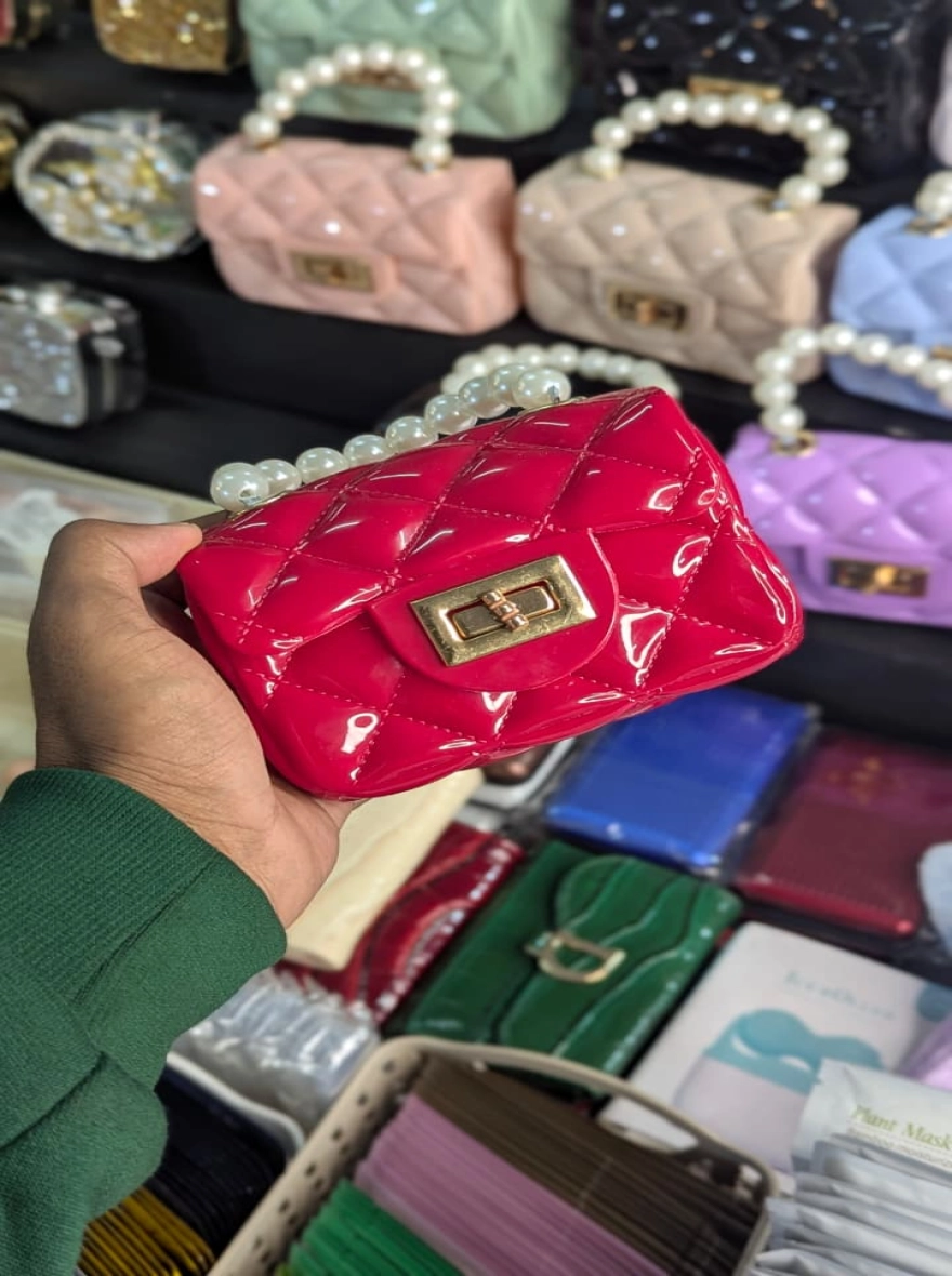 Luxe Pearl-Handle Quilted Mini Jelly Bag