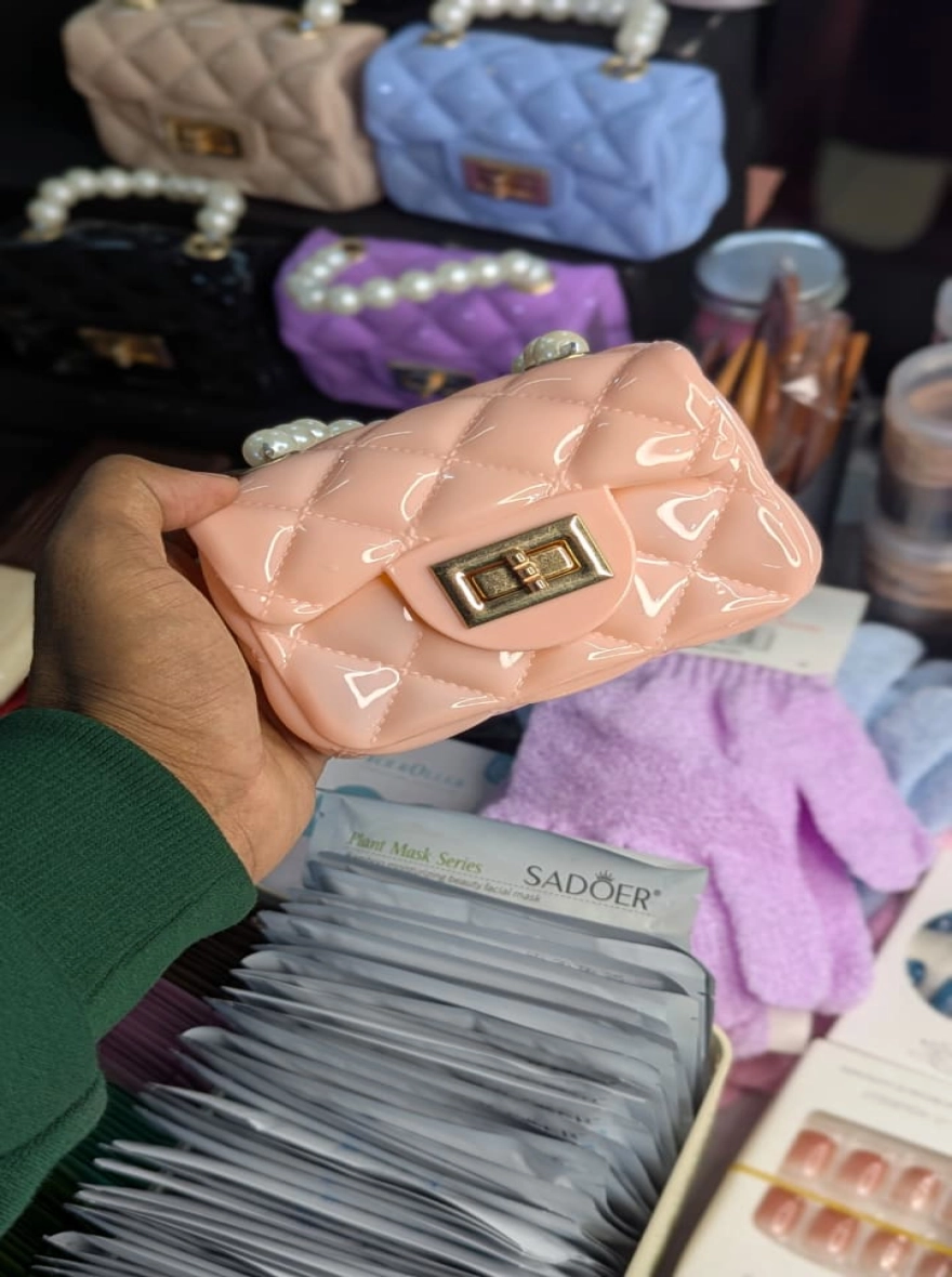 Luxe Pearl-Handle Quilted Mini Jelly Bag