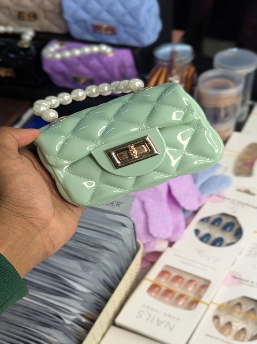 Luxe Pearl-Handle Quilted Mini Jelly Bag