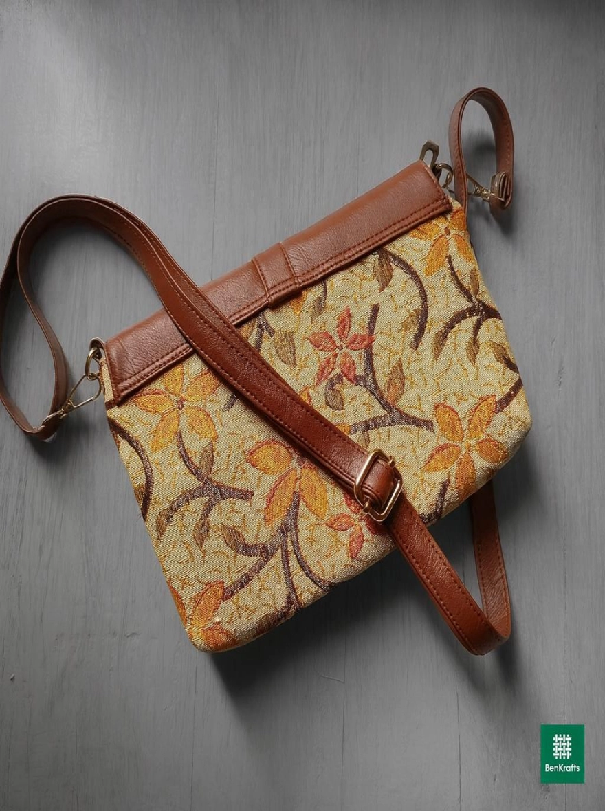Autumn Petal Tapestry Crossbody Bag