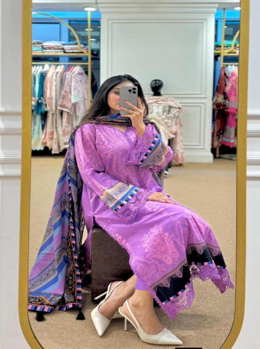 Lavender Bliss Lace-Detailed 3-Piece