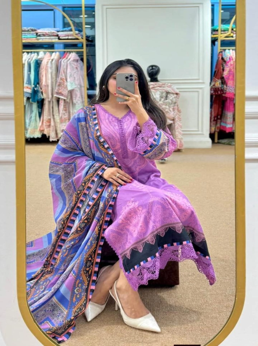 Lavender Bliss Lace-Detailed 3-Piece