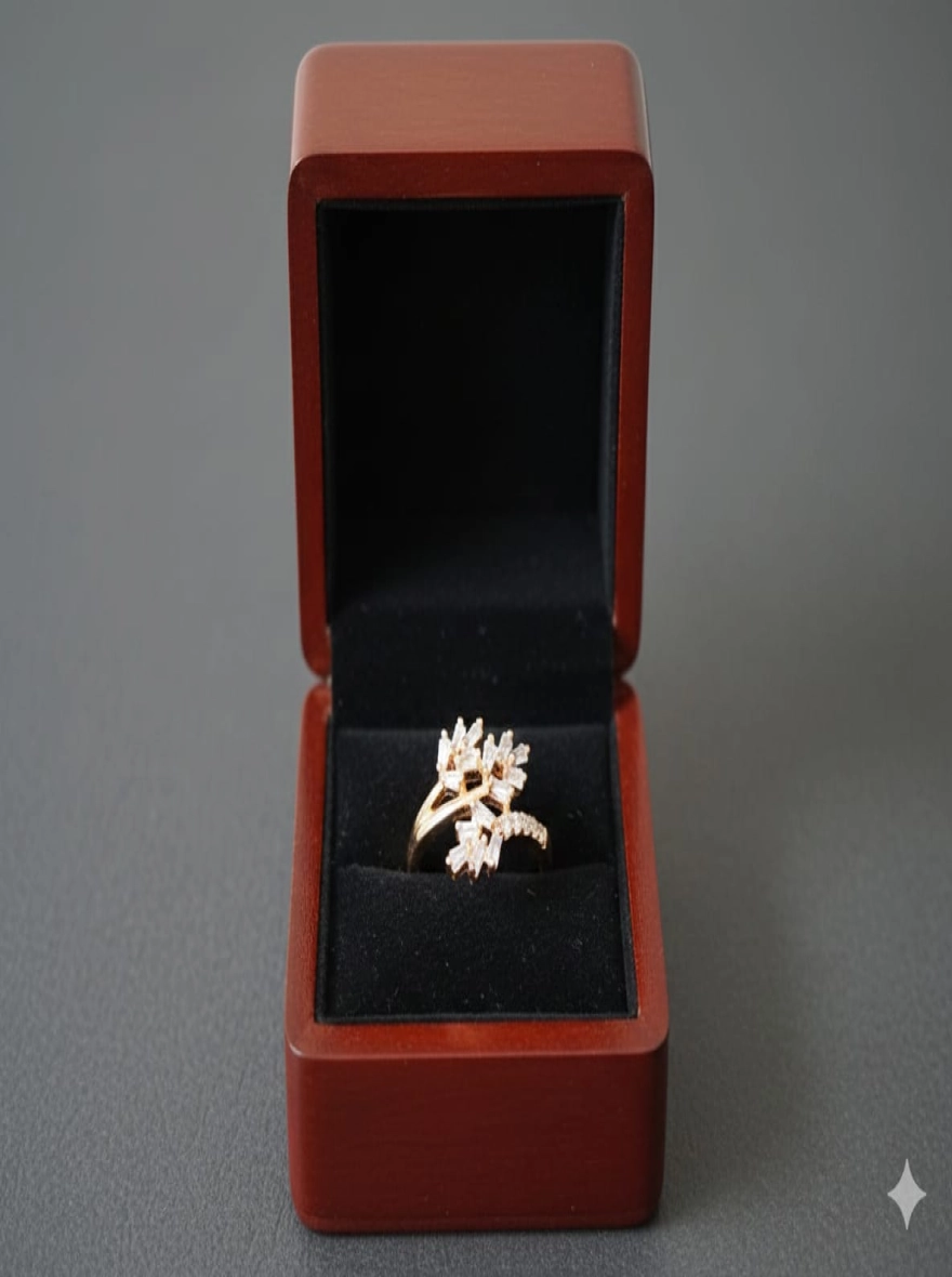 Sparkling Willow Crystal Branch Ring