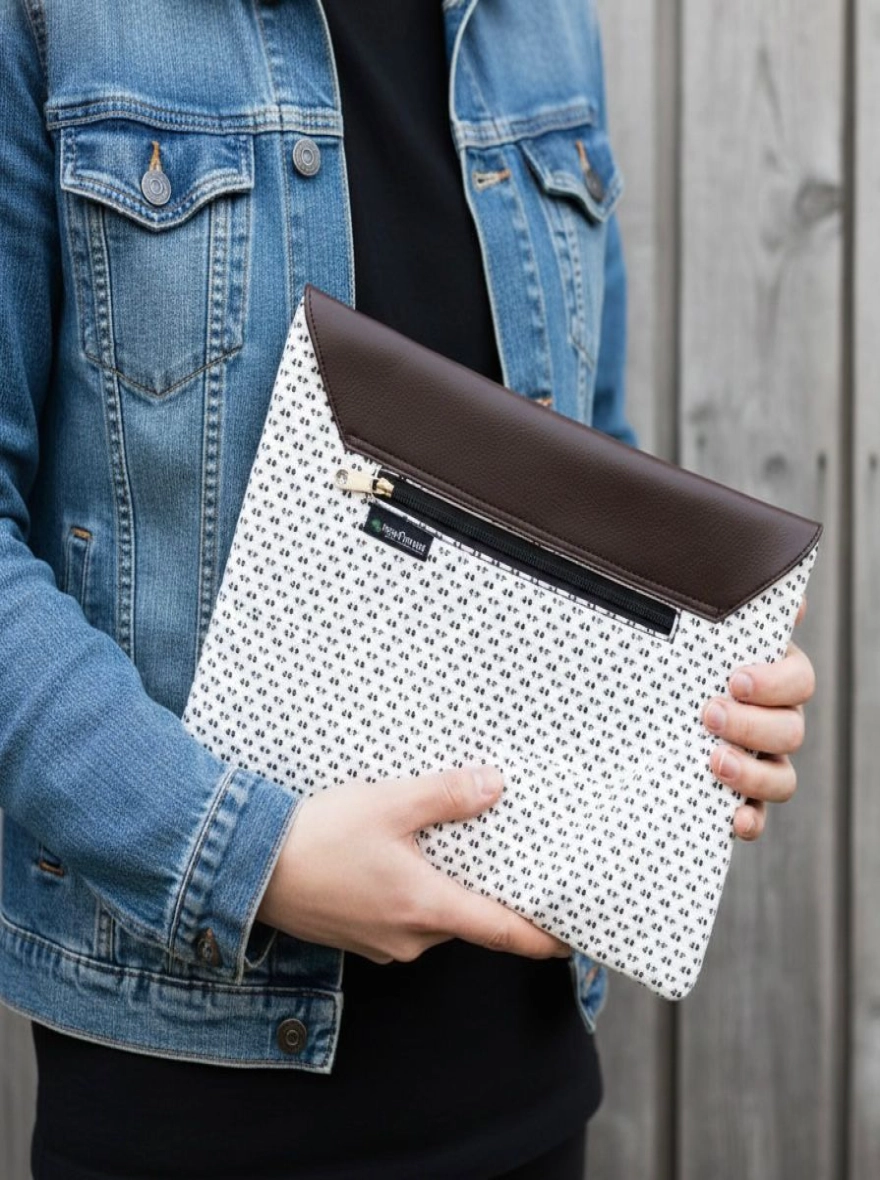 Oxford Polka Dot & Espresso Laptop Sleeve