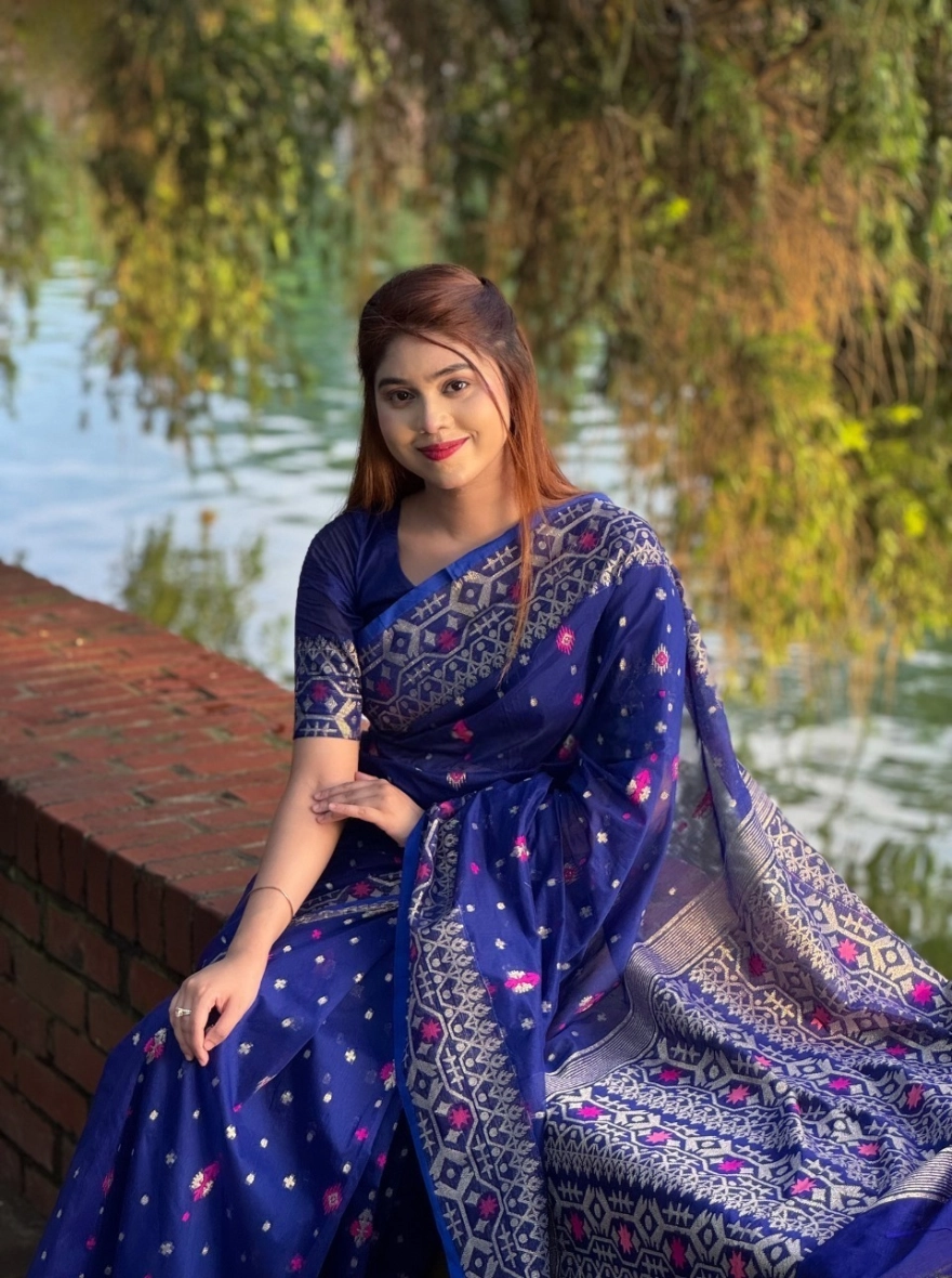 Royal Blue Nakshi Jamdani