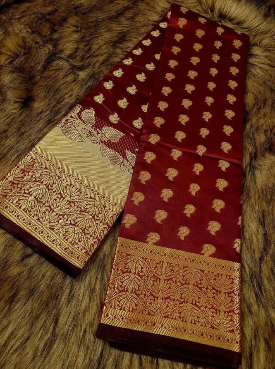 Maroon Heritage Katan Saree