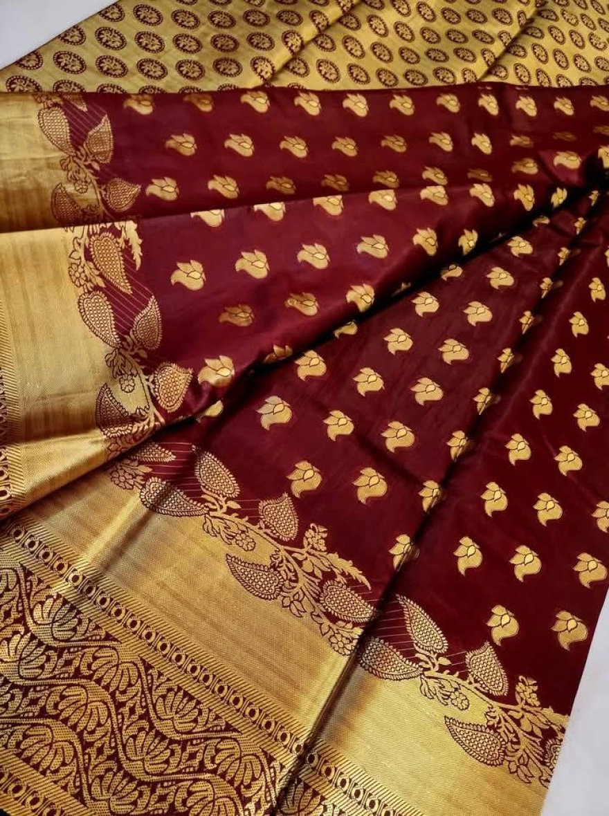 Maroon Heritage Katan Saree
