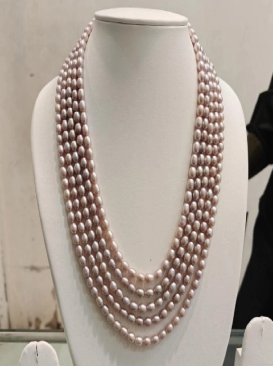 Levender Rice pearl 5 layer necklace for women